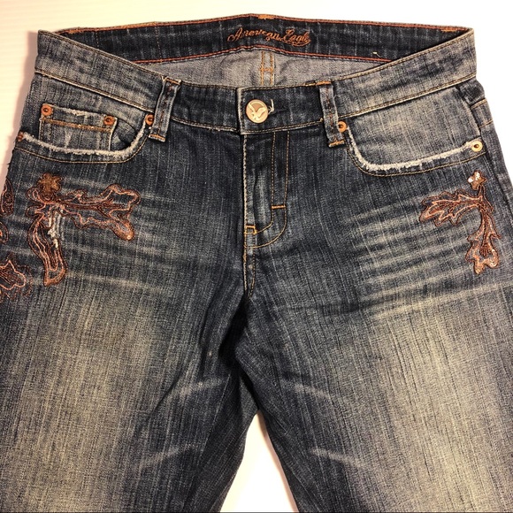 AE bootcut Jeans copper metallic embroidery 4 - Picture 2 of 8